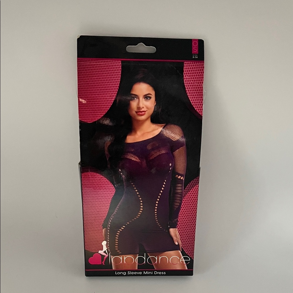 Lapdance Long Sleeve Fishnet Mini Dress Purple One Size (2-14)